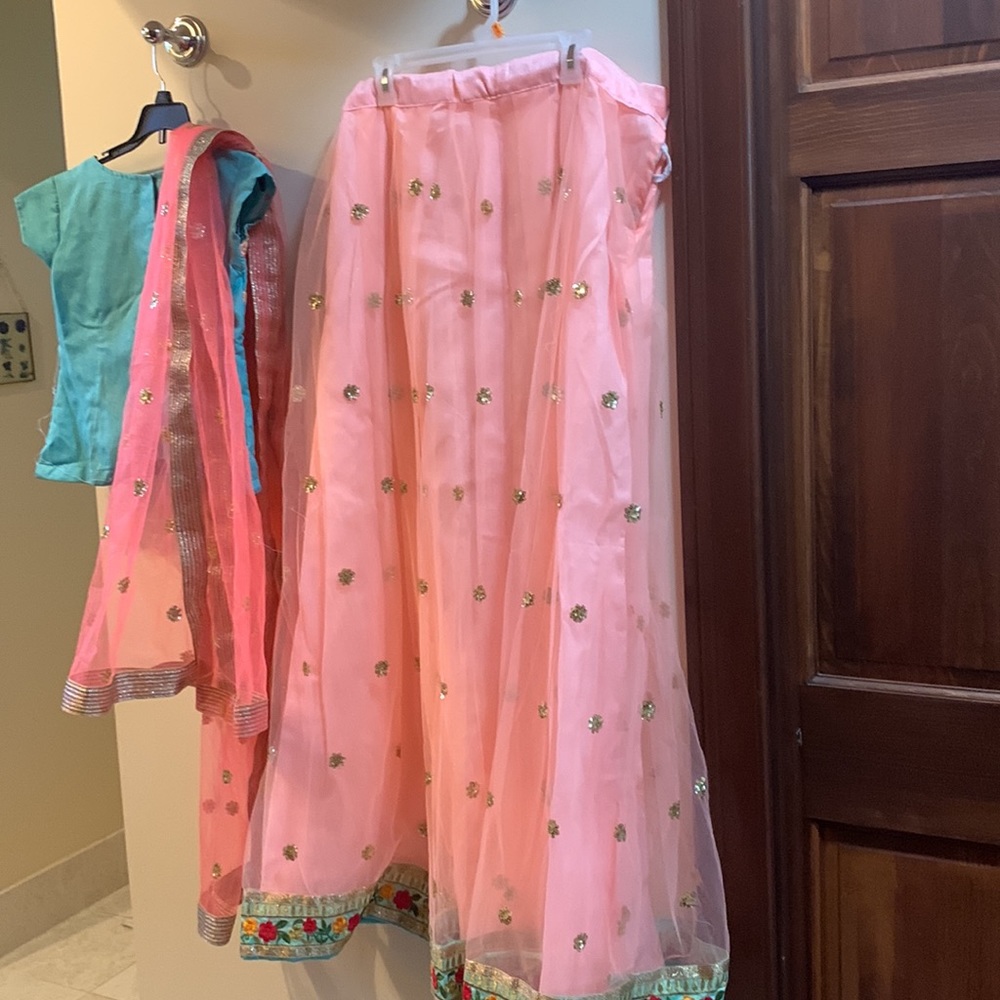 Brand new XS stitched lehenga and long blouse with dupatta - Picture 3 of 7